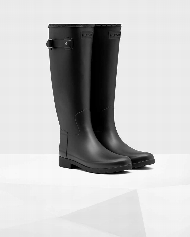 Hunter Refined Slim Fit Tall Women Wellington Boots Black | 772834942
