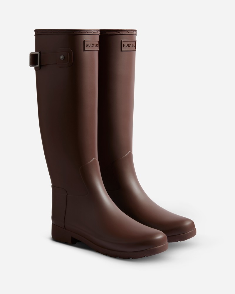 Hunter Refined Slim Fit Tall Women Wellington Boots Brown | 794272934
