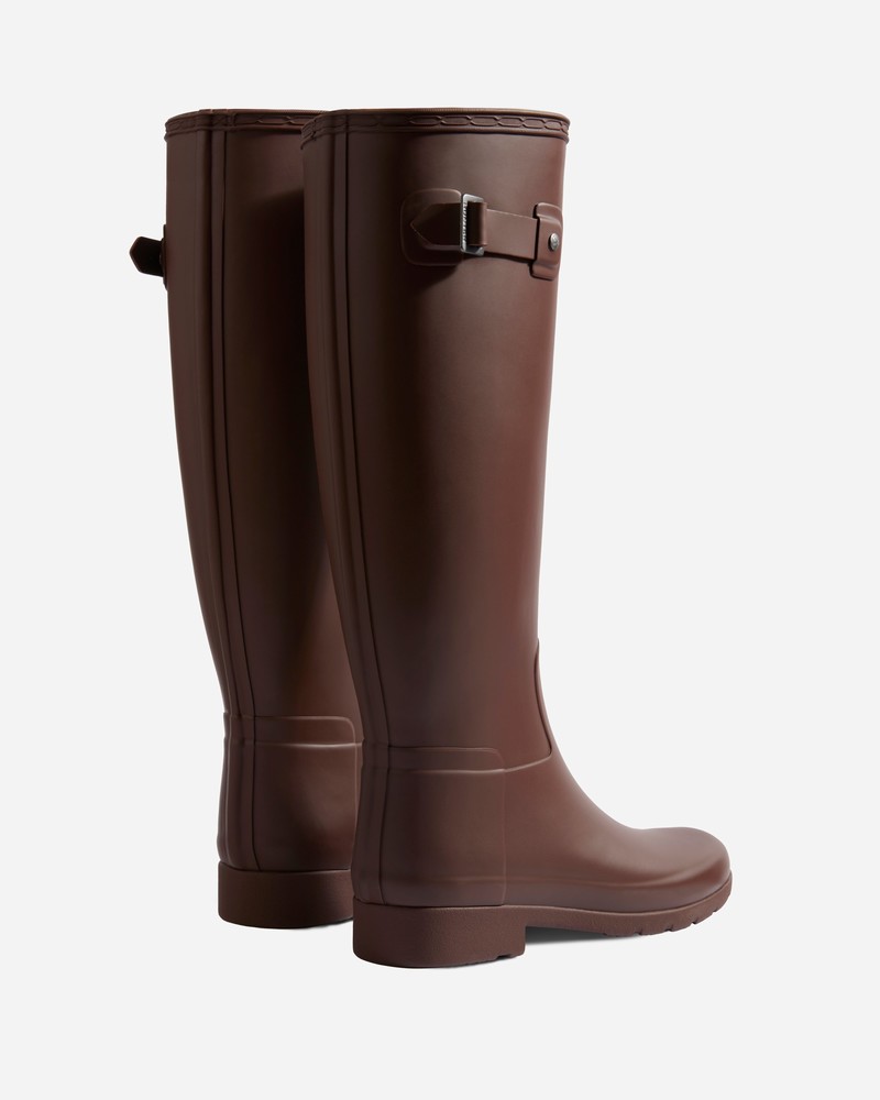 Hunter Refined Slim Fit Tall Women Wellington Boots Brown | 794272934
