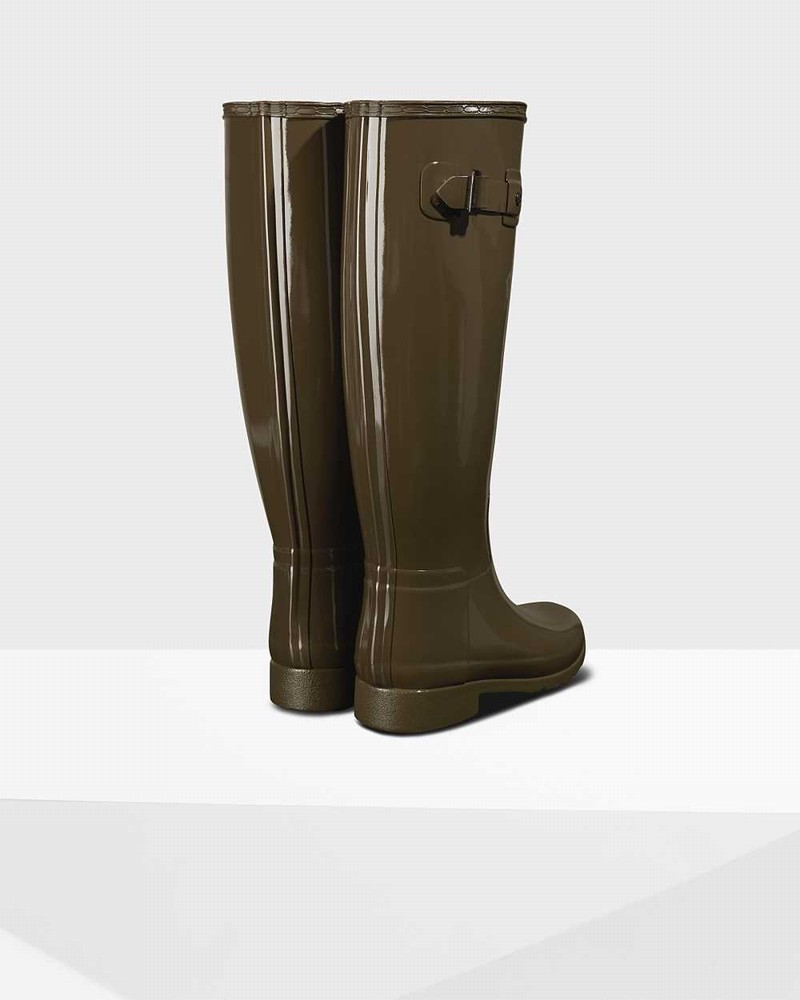 Hunter Refined Slim Fit Tall Women Wellington Boots Olive | 78833795