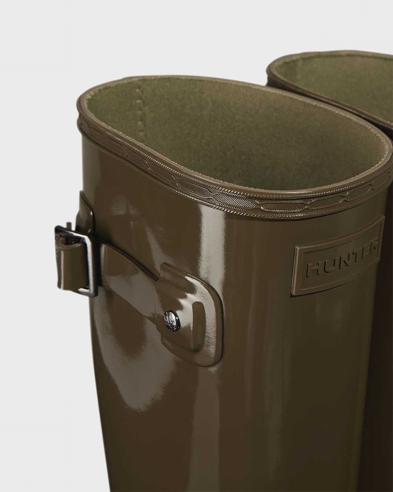 Hunter Refined Slim Fit Tall Women Wellington Boots Olive | 78833795