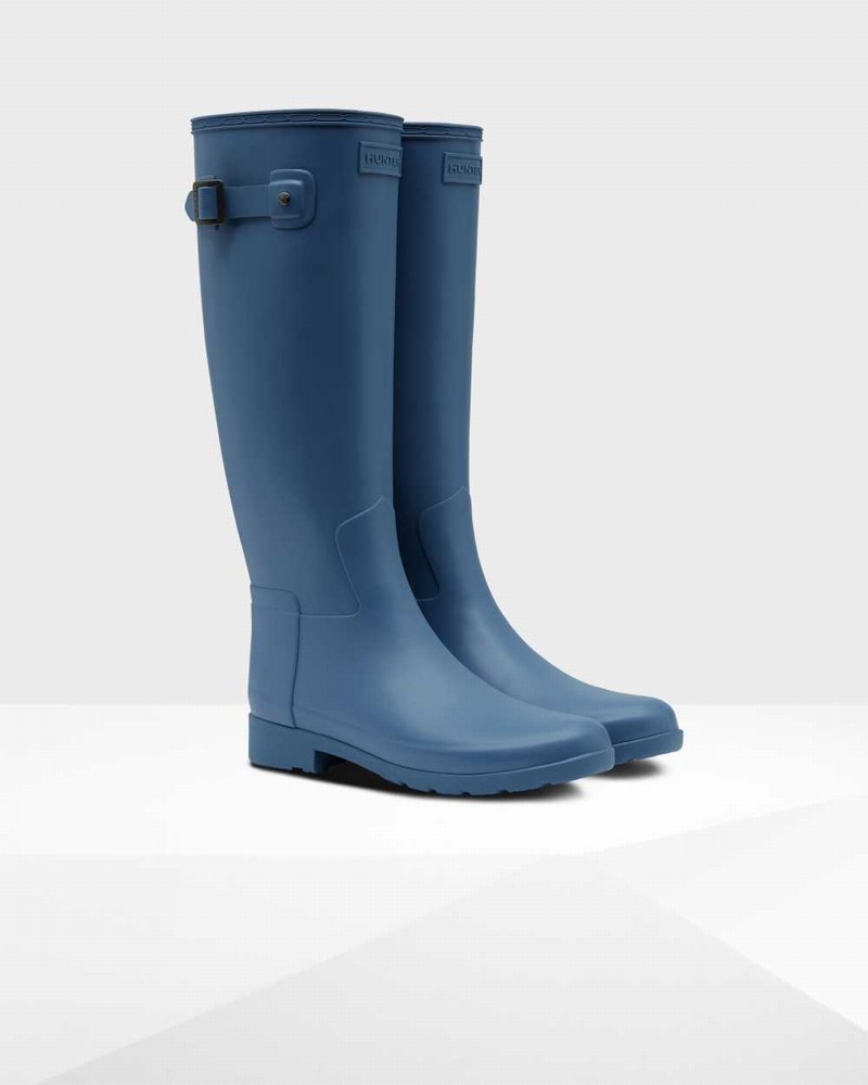 Hunter Refined Slim Fit Tall Women Wellington Boots Blue | 241183229