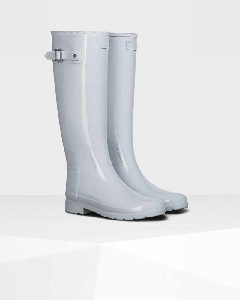 Hunter Refined Slim Fit Tall Women Wellington Boots Grey | 506473616