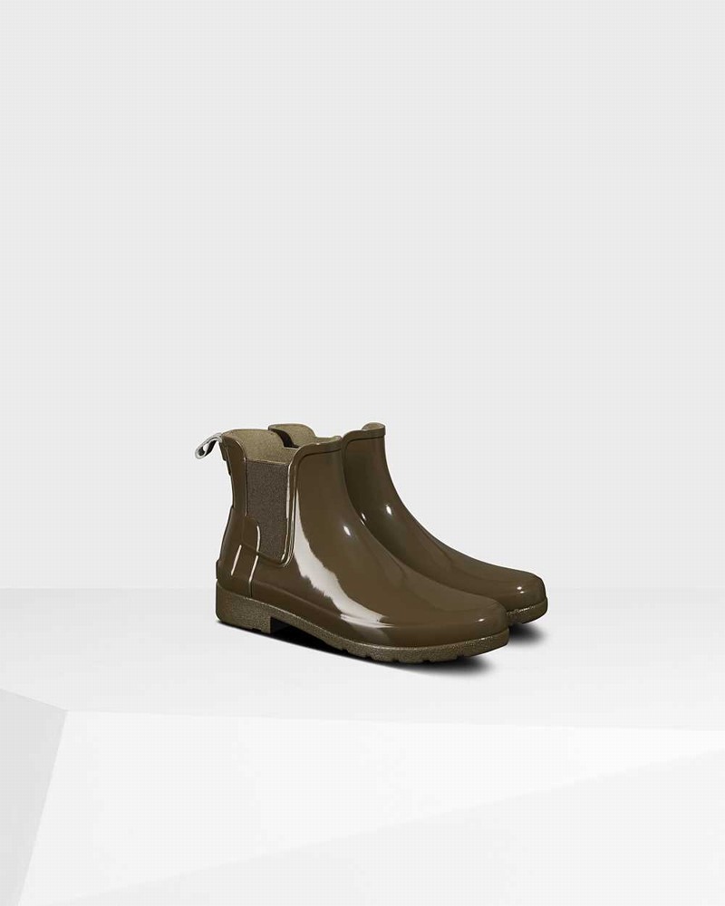 Hunter Refined Slim Fit Women Chelsea Boots Olive | 118932336