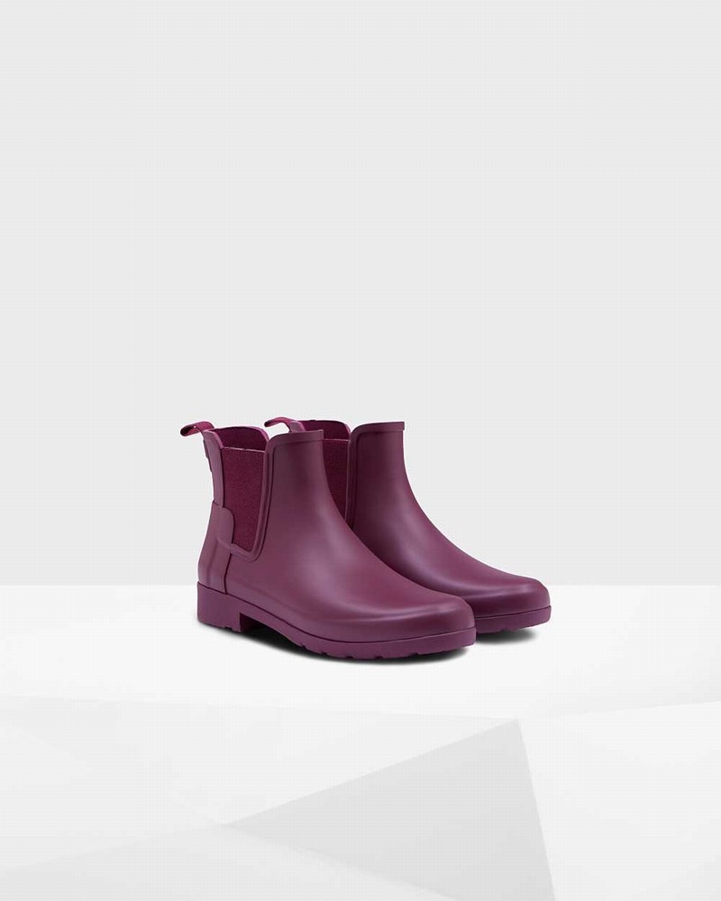Hunter Refined Slim Fit Women Chelsea Boots Purple | 756547534