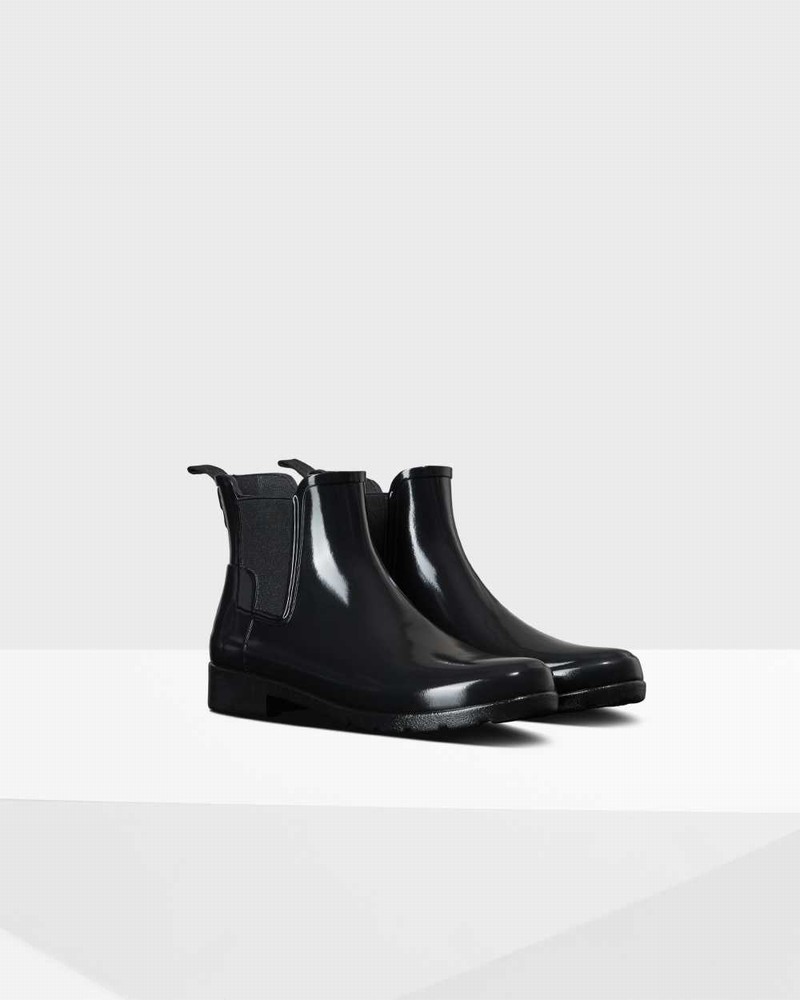 Hunter Refined Slim Fit Women Chelsea Boots Black | 687341519