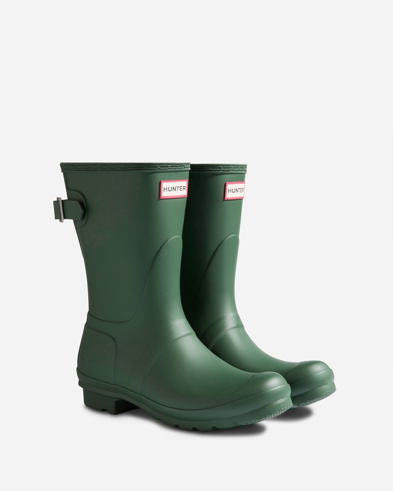 Hunter Short Back Adjustable Women Wellington Boots Green | 509547039