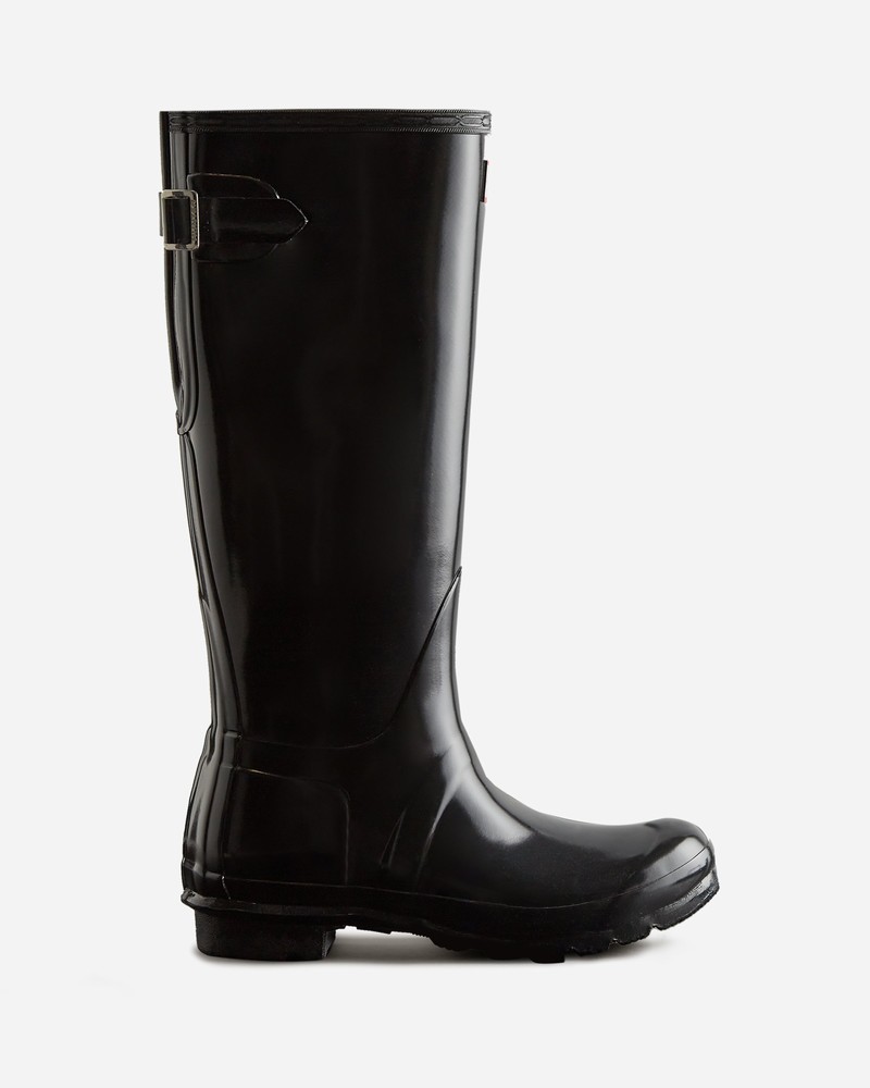 Hunter Tall Back Adjustable Gloss Women Wellington Boots Black | 816535412