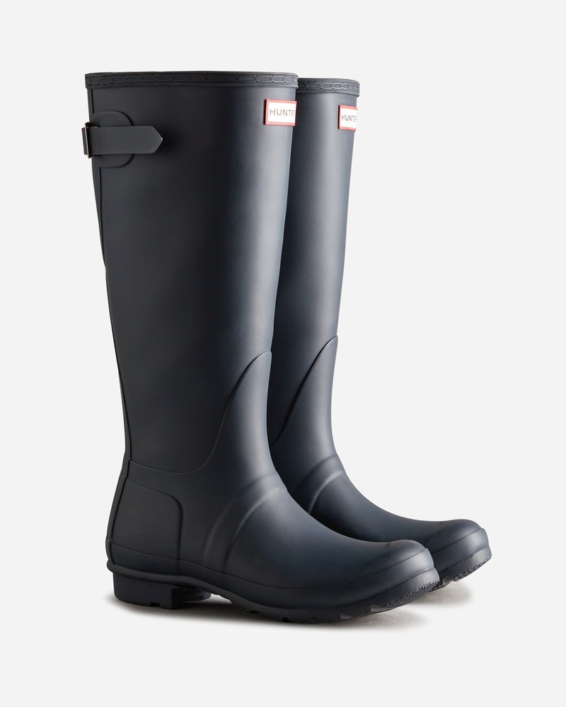 Hunter Tall Back Adjustable Women Wellington Boots Navy | 564458915
