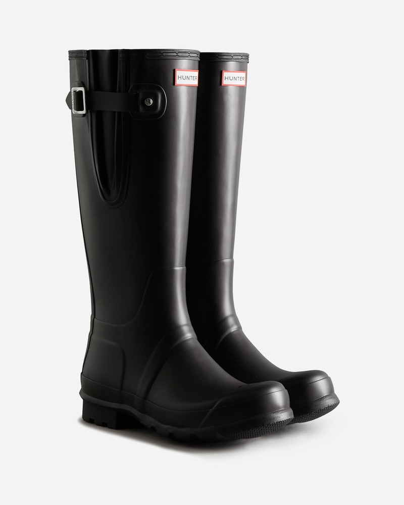 Hunter Tall Side Adjustable Men Wellington Boots Black | 503851206