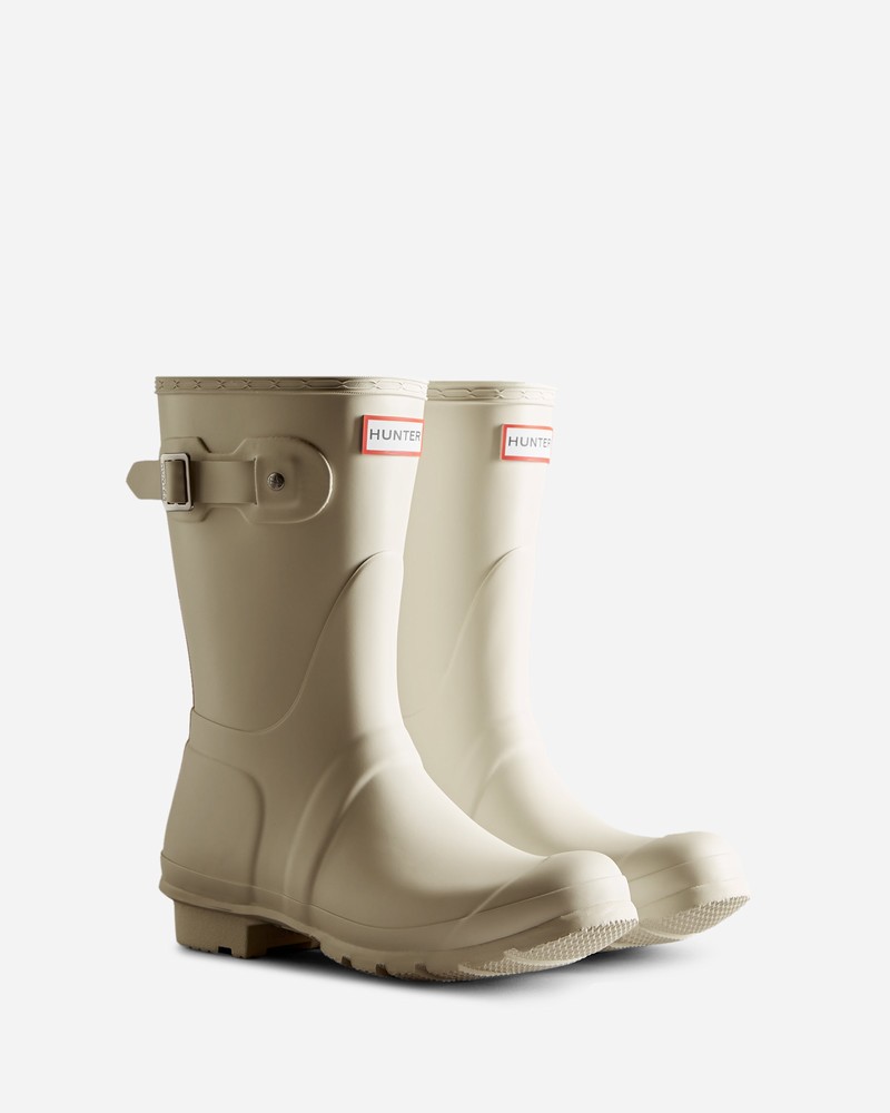 Hunter Tri-Colour Logo Backstrap Short Women Wellington Boots White | 89656549