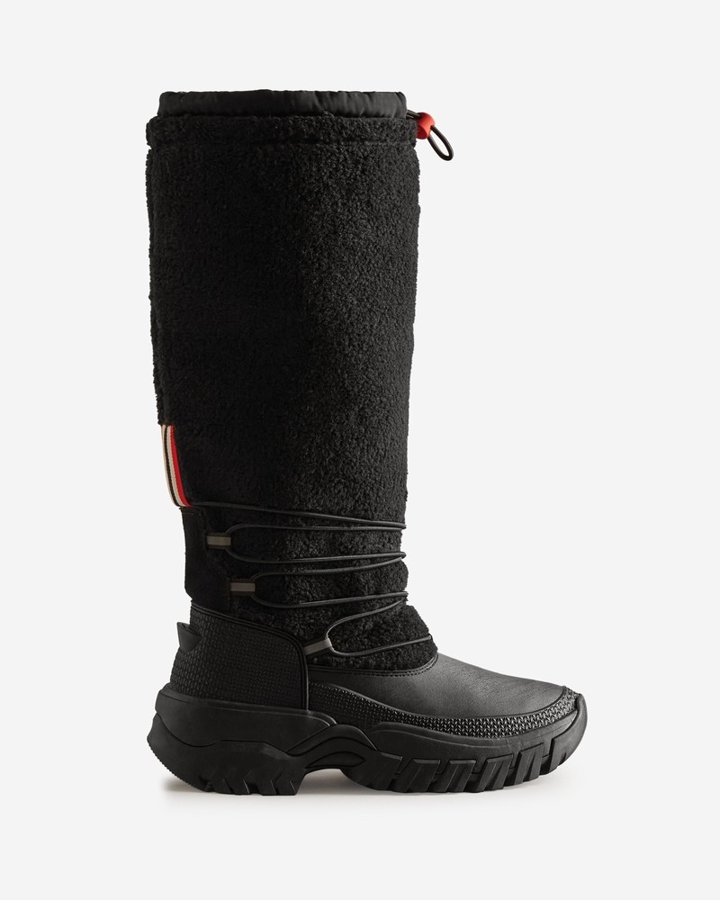 Hunter Wanderer Tall Lace Detail Cosy Women Snow Boots Black | 842269335