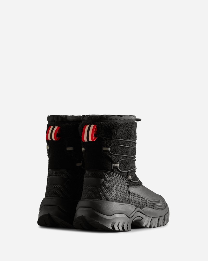Hunter Wanderer Vegan Shearling Insulated Short Women Snow Boots Black | 646030020