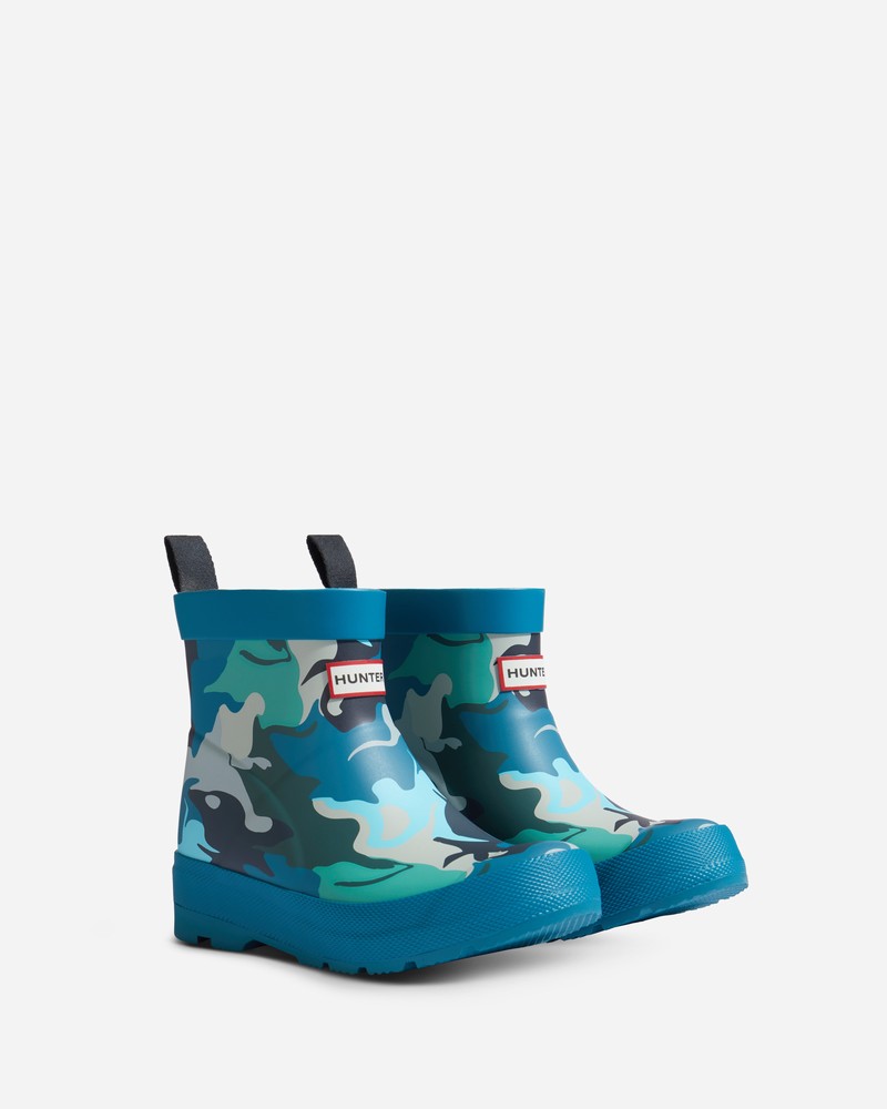 Hunter Water Camo Print Play Kids' Wellington Boots Blue | 72635884
