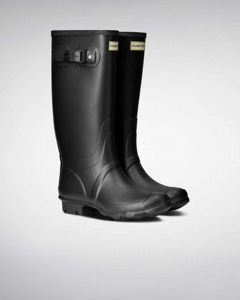 Hunter Wide Leg Women Rain Boots Black | 622248216