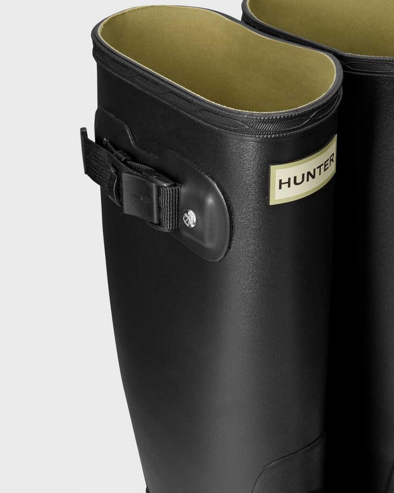 Hunter Wide Leg Women Rain Boots Black | 622248216
