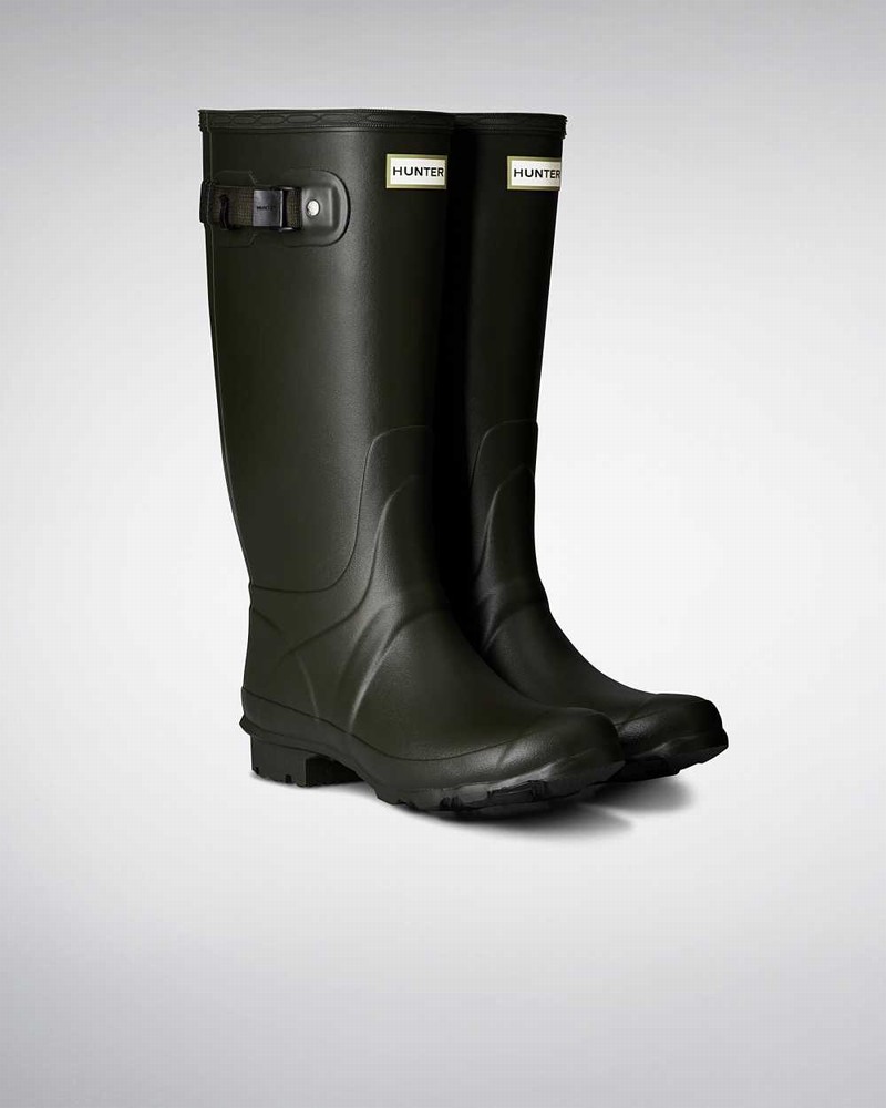 Hunter Wide Leg Women Rain Boots Olive | 605302070